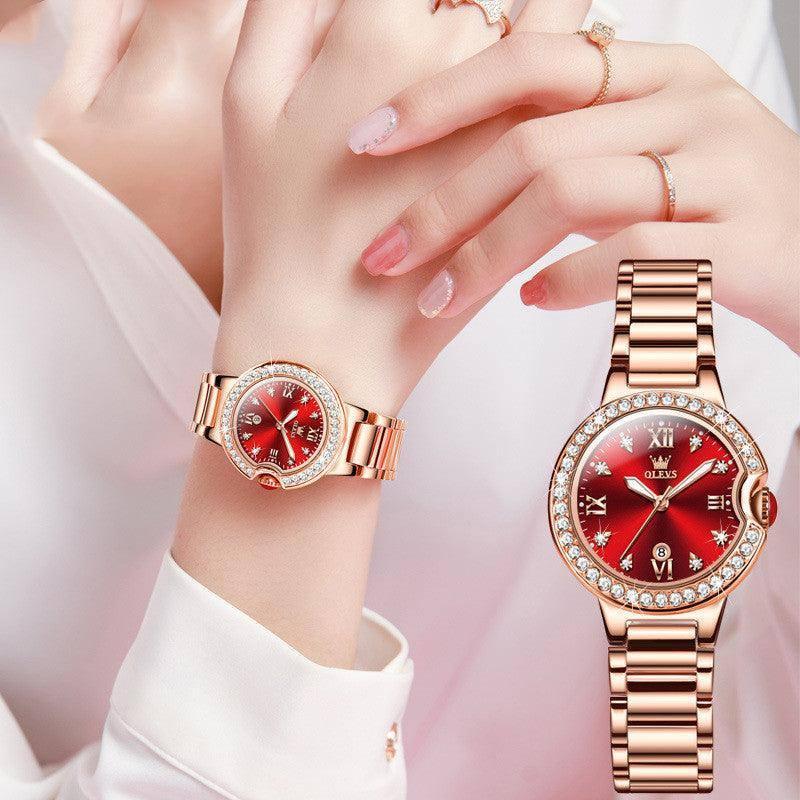 Explosions Waterproof Ladies Watch Women-Red-1