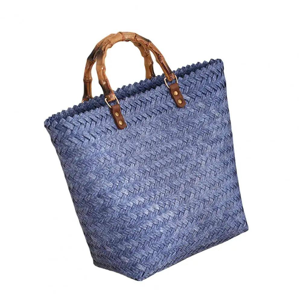 Exquisite Woven Tote Bag Multifunctional Women Handbag High-Navy Blue-7