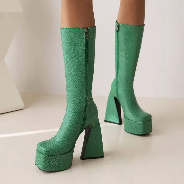 Fashion And Personality High Boots For Women-Green-10