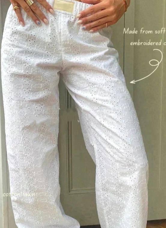 Fashion Casual Striped Trousers Summer Wide Leg Pants Men-White-13