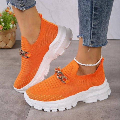 Fashion Chain Design Mesh Shoes For Women Breathable Casual-5