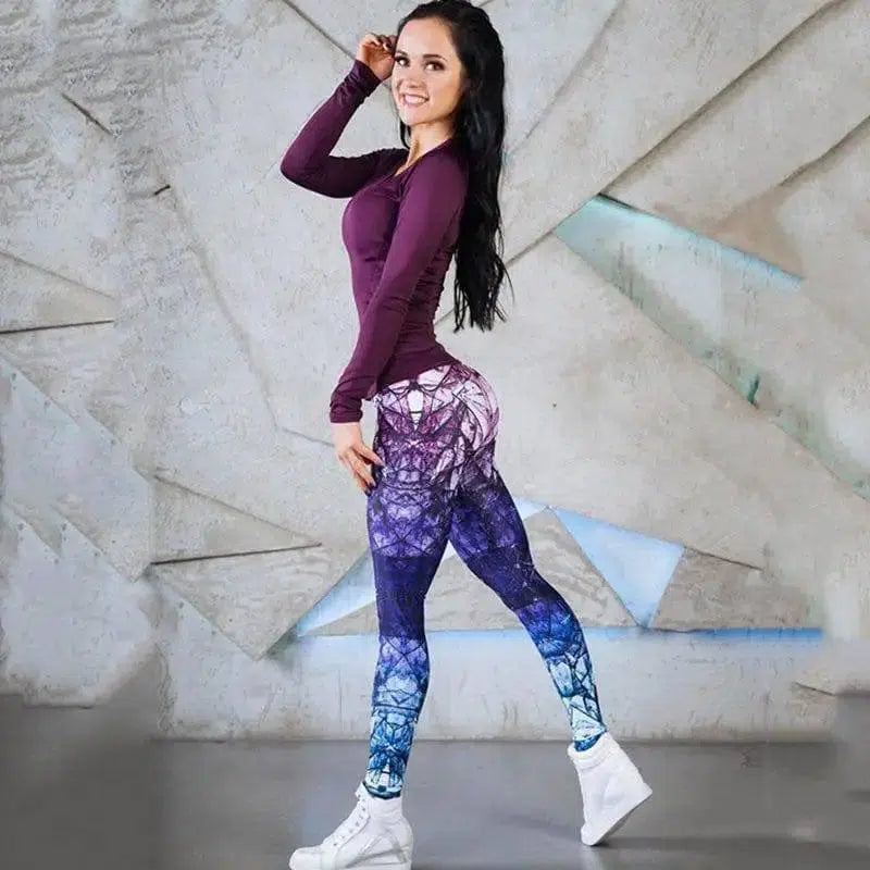 LOVEMI - Lovemi - Fashion Mixed Color High Waist Printed Sports Yoga