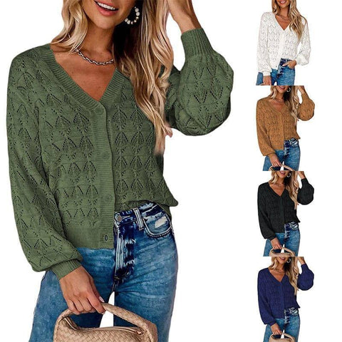 Fashion Short Cardigan Knitted Sweaters Women Autumn And-1