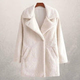 Fashion Simple Pure Color Women's Lapel Wool Coat-7