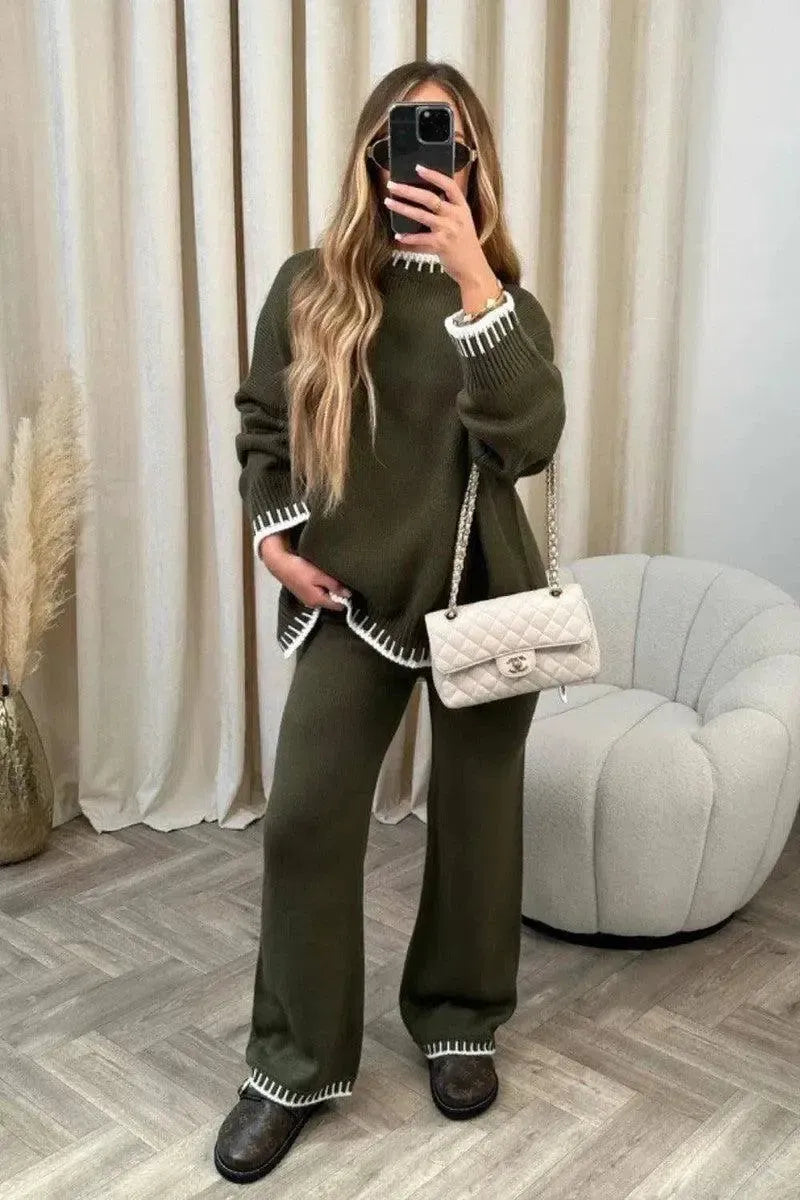 Fashion Solid Color Casual Loose Outfit-Army Green-5