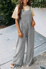 Fashion Square Neck Jumpsuit With Pockets Spring Summer-Grey-4