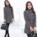 Fashion Thick Plaid woolen coat women's clothing-Black-6