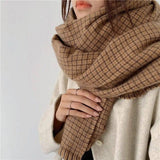 Fashion Winter Plaid Scarf Ladies-Small brown plaid-5