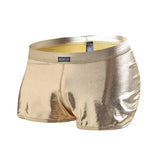 Faux leather boxer shorts-Gold-4