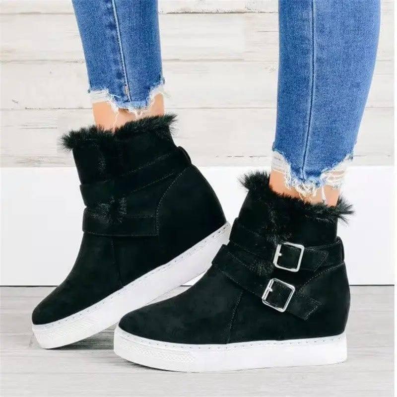 Flat Short Boots Women Fashion Casual-Black-3