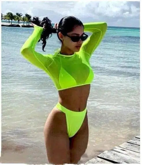 Fluorescent Bikini Through Transparent T-shirt-S-1