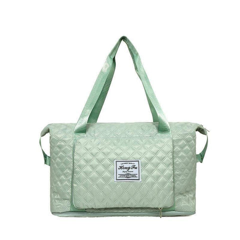 Foldable Travel Duffle Bag With Rhombus Sewing Design Large-Light Green-15