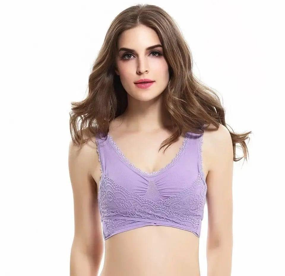 Front Cross Side Buckle Lace Side Non-Wire Sports Fitness-Violet-6