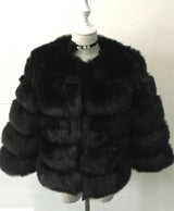 LOVEMI Fur coat black / S Lovemi -  fur imitation fur coat women's short long-sleeved
