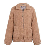 LOVEMI Fur coat Khaki / L Lovemi -  Faux lambswool oversized jacket coat Winter black warm