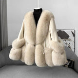 LOVEMI  Fur coat Milk tea color / L Lovemi -  Women's Fur Coat A Young Down Jacket Thickened To Keep Warm
