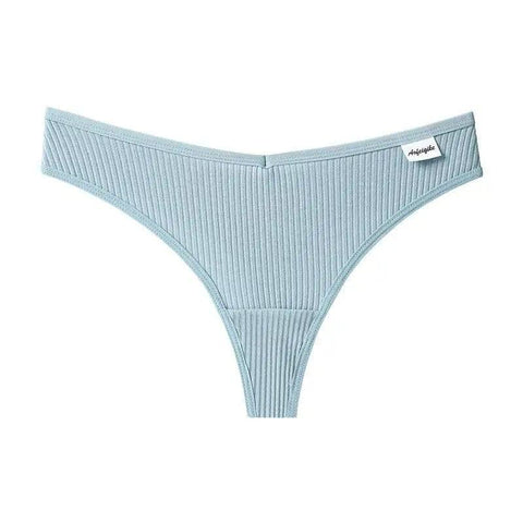 G-string Panties Cotton Women's Underwear Comfortable Casual-Blue-2