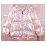 Glossy Short Colorful Cotton Jacket Laser Bread-2
