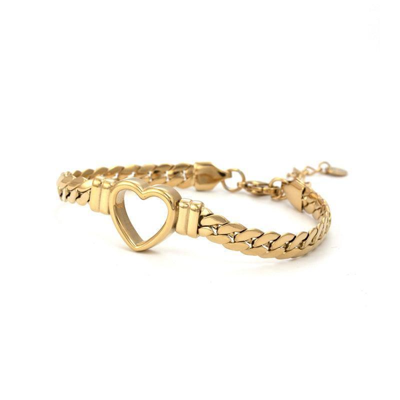 Gold Heart Bracelet: Elegant Women's Jewelry Piece-BR26 Gold-6