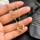 Gold Heart Pendant Necklace: Elegant Jewelry Gift-Copper Pendant-8