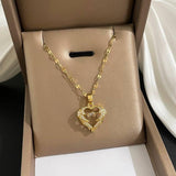 Gold Heart Pendant Necklace: Elegant Jewelry Gift-Copper Pendant-9