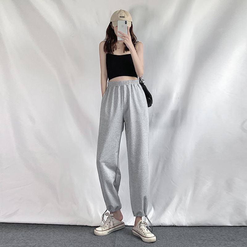 Gray Casual Pants Female Student Autumn And Winter-Grey B-9