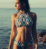 Halt Sexy Patchwork Stitching Print Bikini Set-S-1