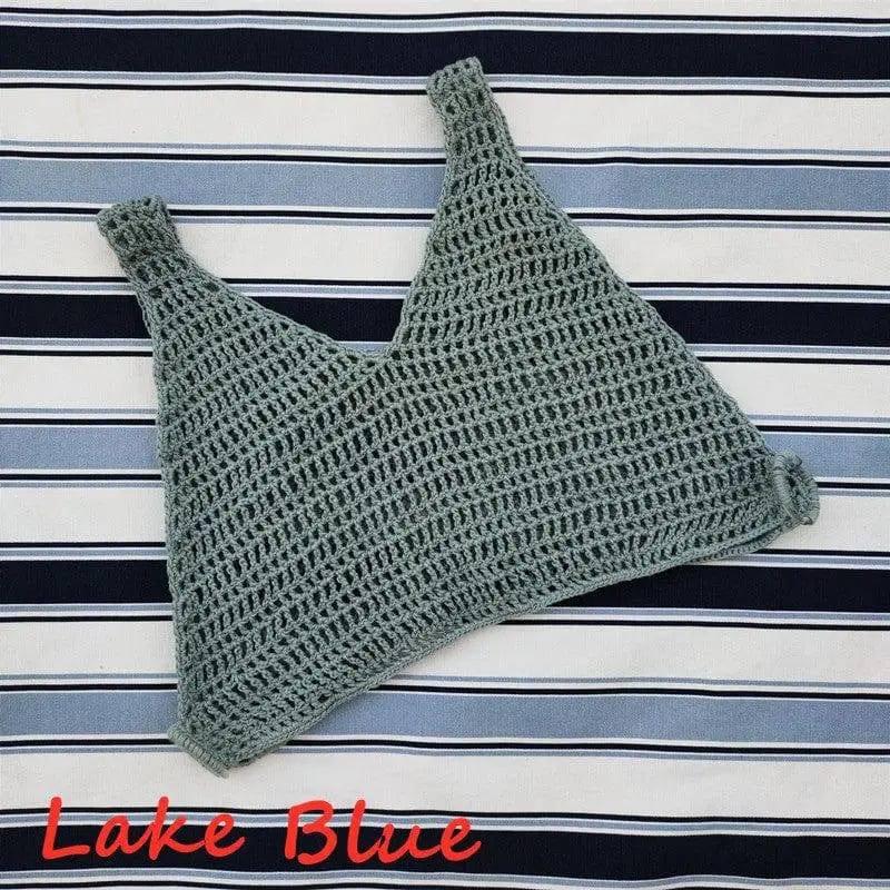 Handmade Crochet Bohemia Beach Bikini Smock Sunscreen-LakeBlue-2
