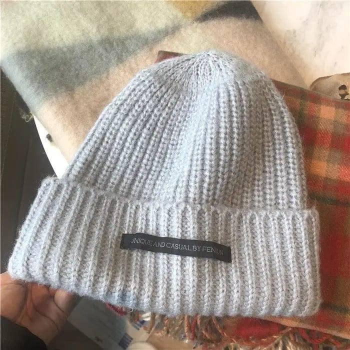 Hat Women's Autumn And Winter Patch Net Red Big Head-LightGrey-4