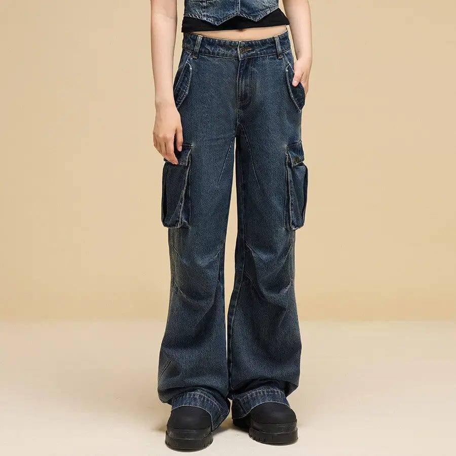 Heavy Industry Loose Wide-leg Denim Overalls-1