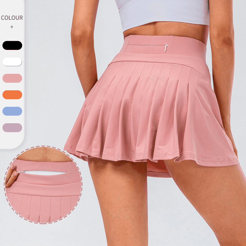 High Quality Tennis Skirt With Zipped Pocket Women Pleated-1