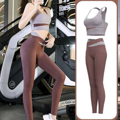 High Waist Yoga Set Lady Gym Suit Sport Set Shockproof Sport-brown-2
