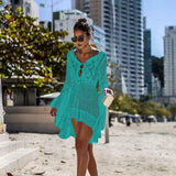 Hollow Lace-Up Beach Long Skirt Bikini Sunscreen Blouse-7