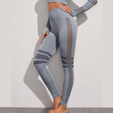 Hollow Mesh Breathable Yoga Pants-Gray-9