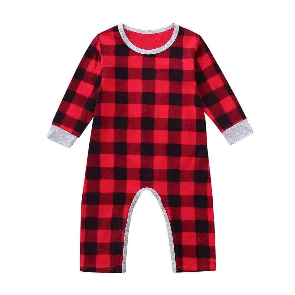 Infant Baby Boys Girls Christmas Santa XMAS Letter Plaid-1-2