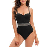 Ins Style Black Pit Strip Swimsuit Bikini-Black-1