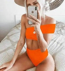 Irregular high waist bikini-Orange-4