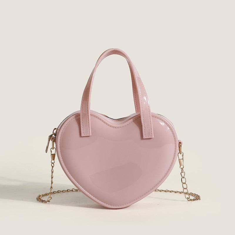 Kids Heart Silicone Candy Color One Shoulder Crossbody Bag-Pink-5