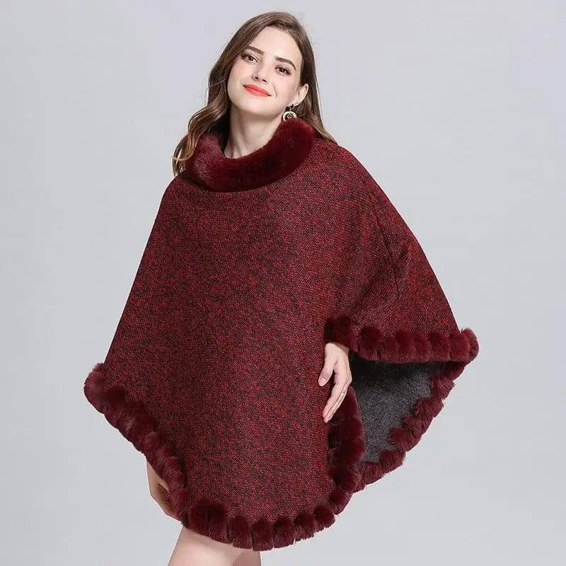 Knit sweater cloak shawl coat women-8