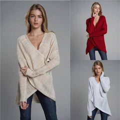 Knit Sweater Pullover Sweater Women's Clothing-2