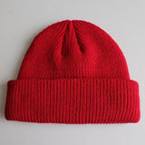 Knitted Woolen Cap Men And Women Melon Leather Cap-WineRed-12