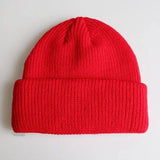 Knitted Woolen Cap Men And Women Melon Leather Cap-Red-2