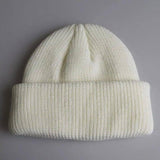 Knitted Woolen Cap Men And Women Melon Leather Cap-White-8