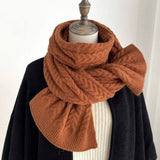 Korean Version Of Solid Color Knitted Wool Warm Scarf In-Orange-6