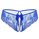 Lace Bow Sexy Non-take-off Thong Sexy Lingerie-Blue-6