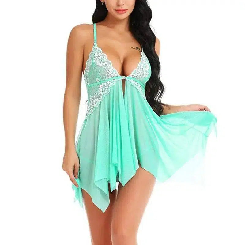 Lace Sexy Lingerie Ladies Temptation Lace Transparent-Green-5