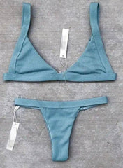 Ladies sexy bikini colorful swimsuit-Blue-4
