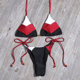 Ladies Swimsuit Colorblock Print Bikini Swimsuit-K07-7