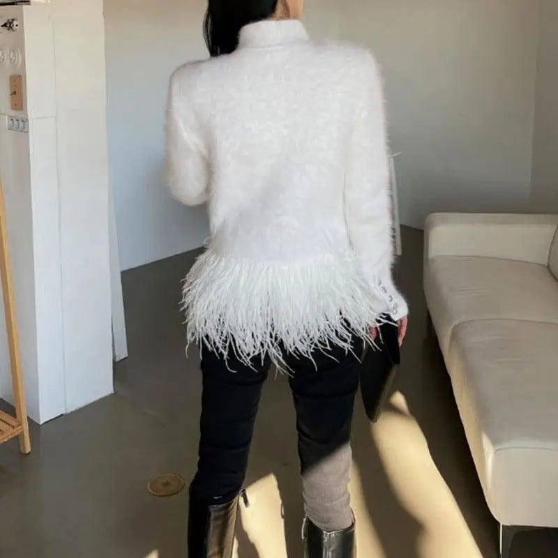 Lapel Long Sleeve Slim Double Breasted Tassel Coat Women-3