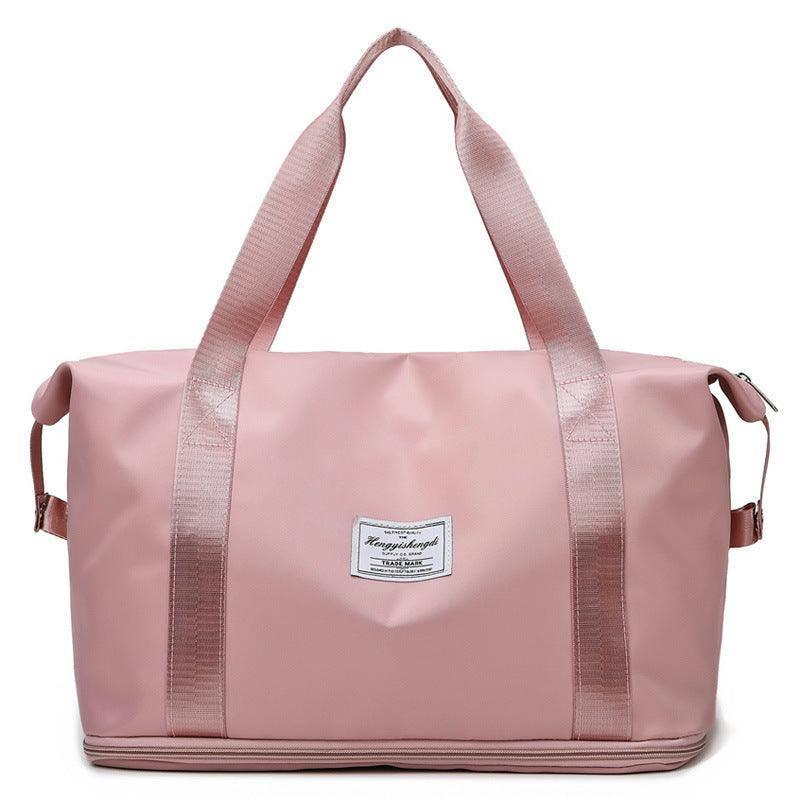 Large Capacity Travel Bag Fitness Gym Shoulder Bag For-Light pink-13